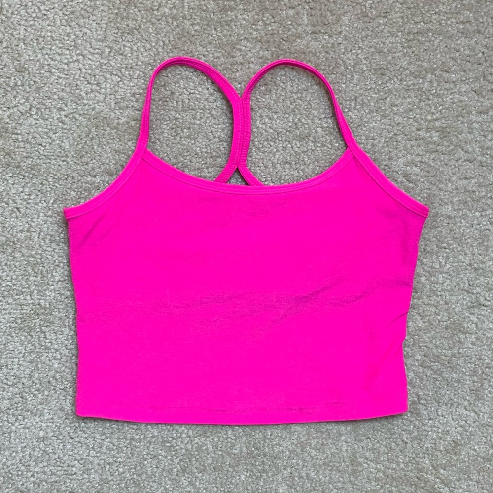 Beyond Yoga Spacedye Slim Racerback Cropped Tank in Hot Pink